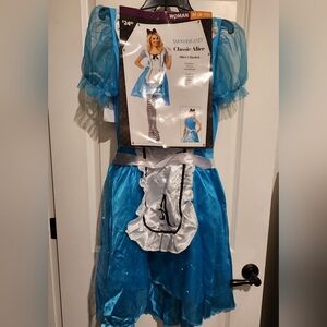 NWT 3 Piece Set Alice In Wonderland Classic Women's Costume. Sz MED
